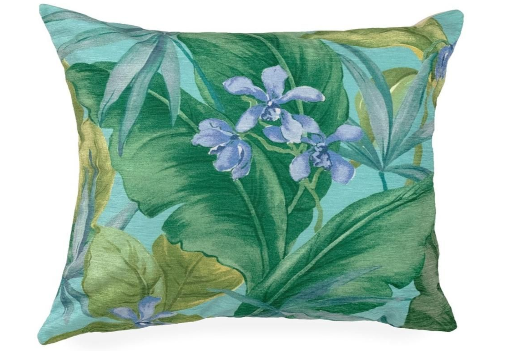 Tropical Leaf Aqua Toss Pillow