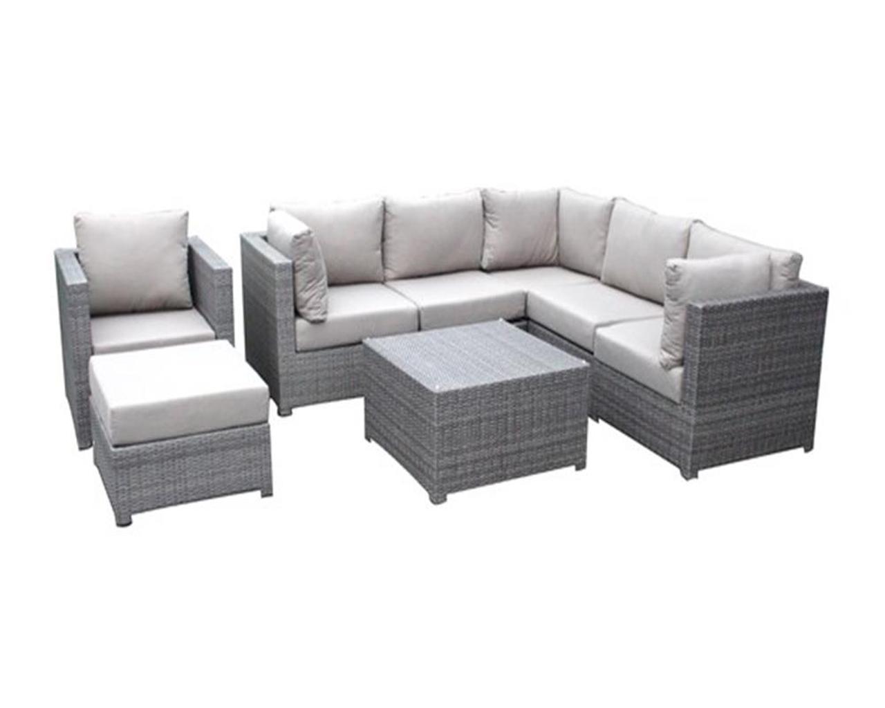 Manhattan 8pc Sectional Incl 3 Corners + 2 Middle + Coffee Table + 1 Lounge Chair + Footstool
