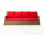 Deli 4pc Sectional Red Cushions Incl 2 Ends + 2 Middles