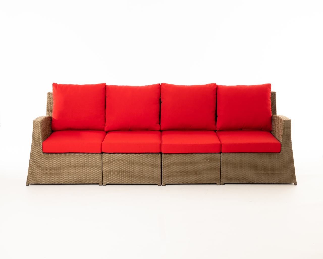 Deli 4pc Sectional Red Cushions Incl 2 Ends + 2 Middles