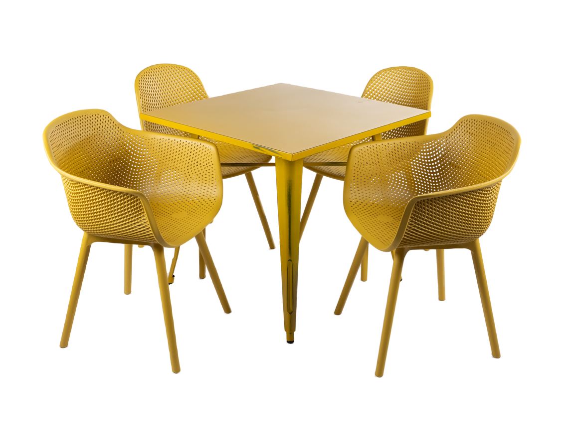 Tolix SQ Dining Table-Yellow - Image 3
