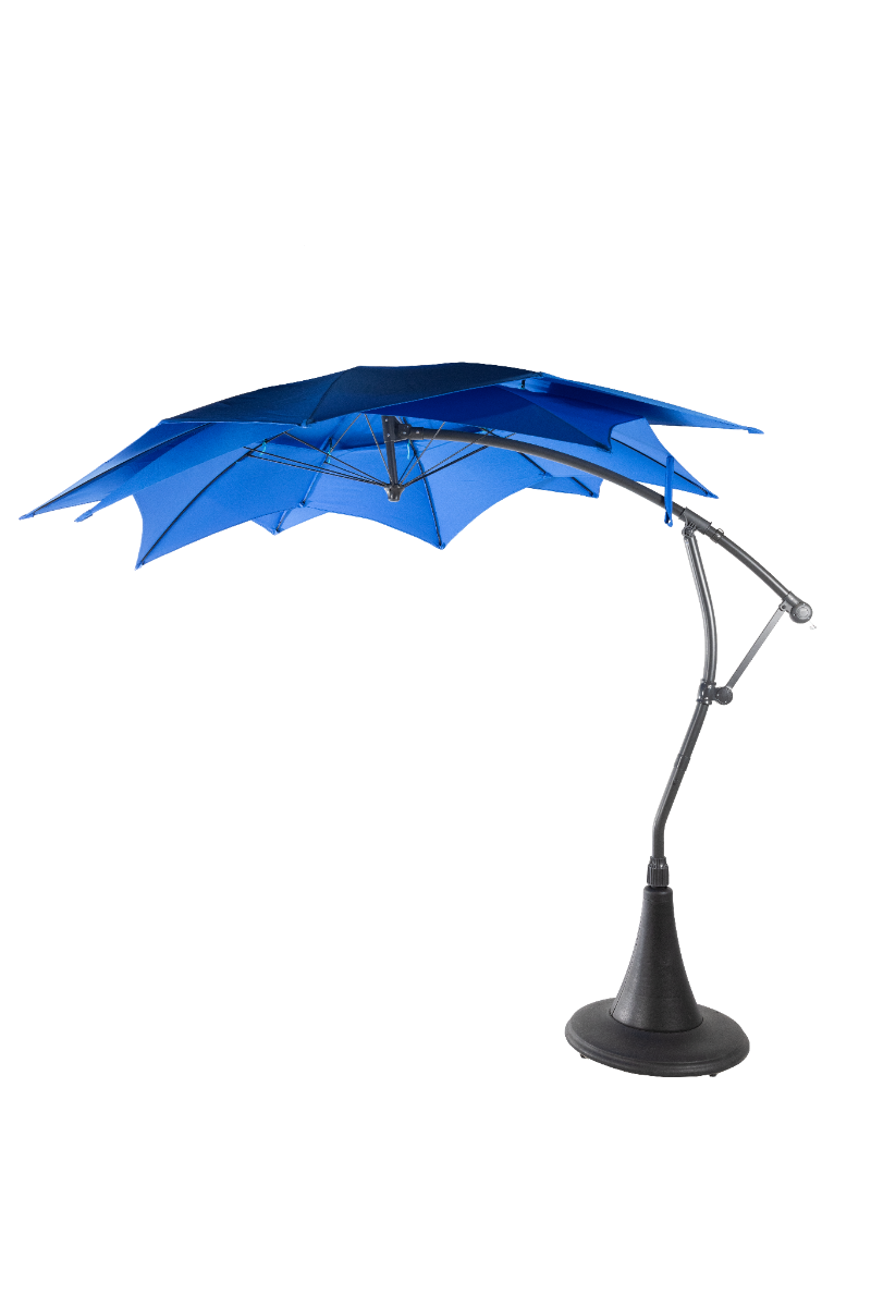 Flower Umbrella Freestanding w/Crank Blue
