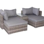 Chloe 5 Piece Set + 2 Corners + 2 Ottomans + Coffee Table with Glass Top