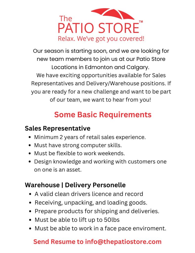 patio store hiring
